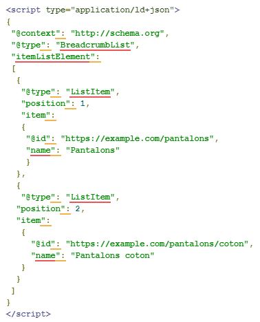 Balise JSON-LD Google